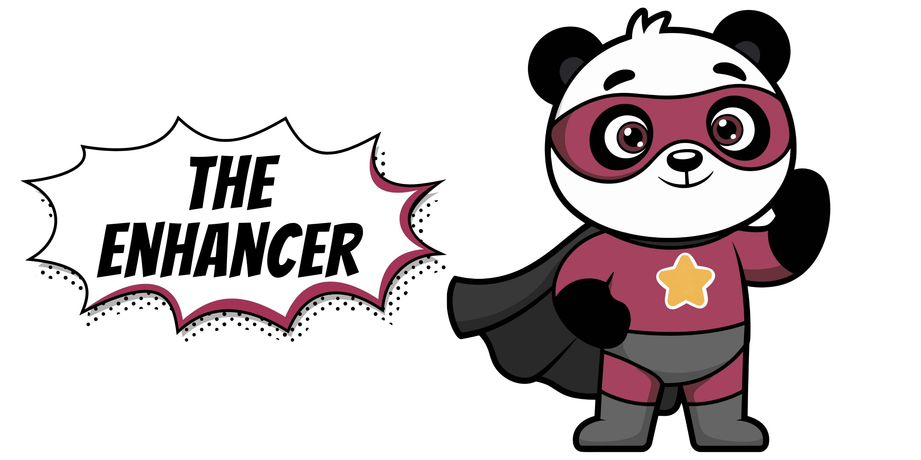 the enhancer, face to face enhanced panda superhero icon
